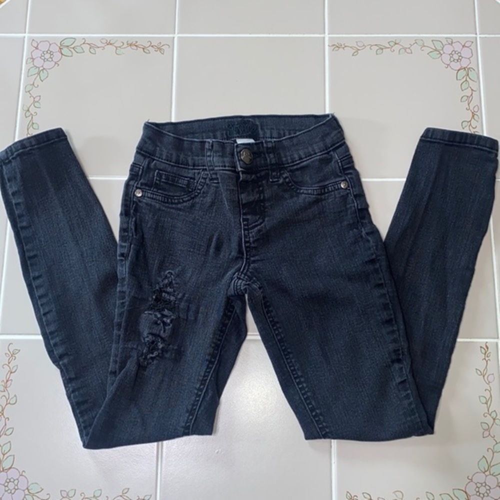 Justice Distressed Black Simply Low Jeggings Size 10 Slim
